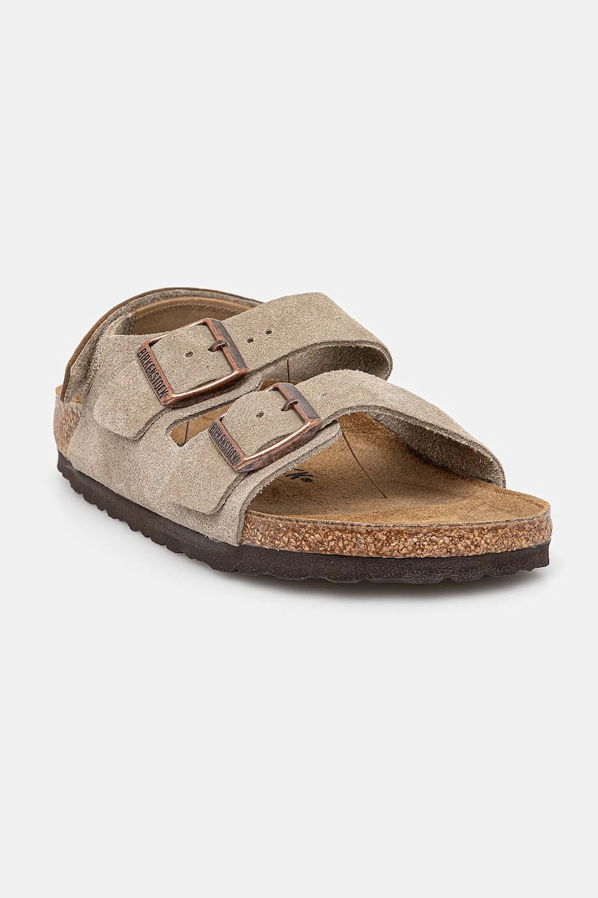 Birkenstock sandale din piele întoarsă pentru copii Milano culoarea bej, 1029471 Birkenstock sandale din piele întoarsă pentru copii Milano culoarea bej, 1029471