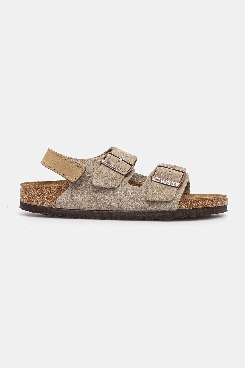 Детские замшевые сандалии Birkenstock Milano цвет бежевый 1029471