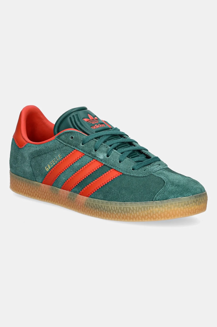 adidas Originals sneakers de piele întoarsă pentru copii GAZELLE culoarea verde, IE8604 adidas Originals sneakers de piele întoarsă pentru copii GAZELLE culoarea verde, IE8604