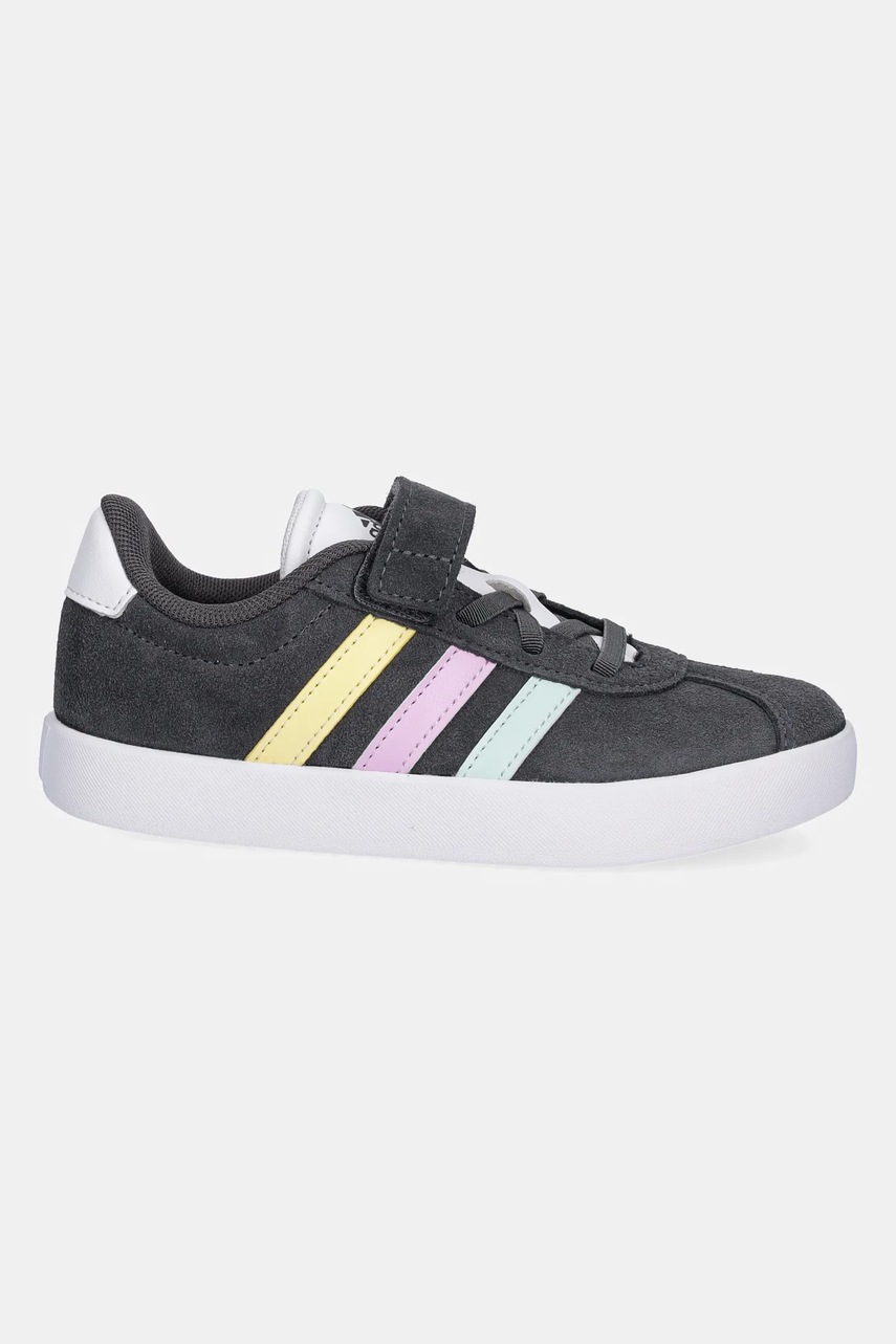 Детские замшевые кроссовки adidas VL COURT 3.0 цвет серый JH6315 Детские замшевые кроссовки adidas VL COURT 3.0 цвет серый JH6315