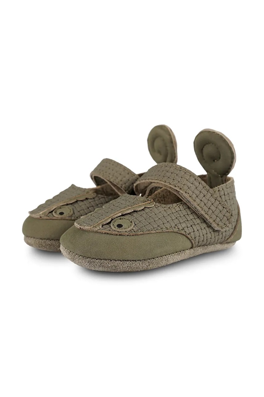 Замшеві кросівки для немовлят Donsje Amigu Shoes Chameleon колір зелений 1022014