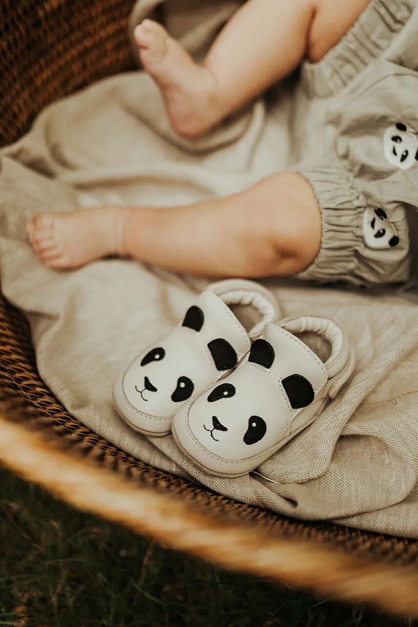 Donsje incaltaminte din piele pentru bebelusi Morris Adidasi Panda culoarea alb, 1036306