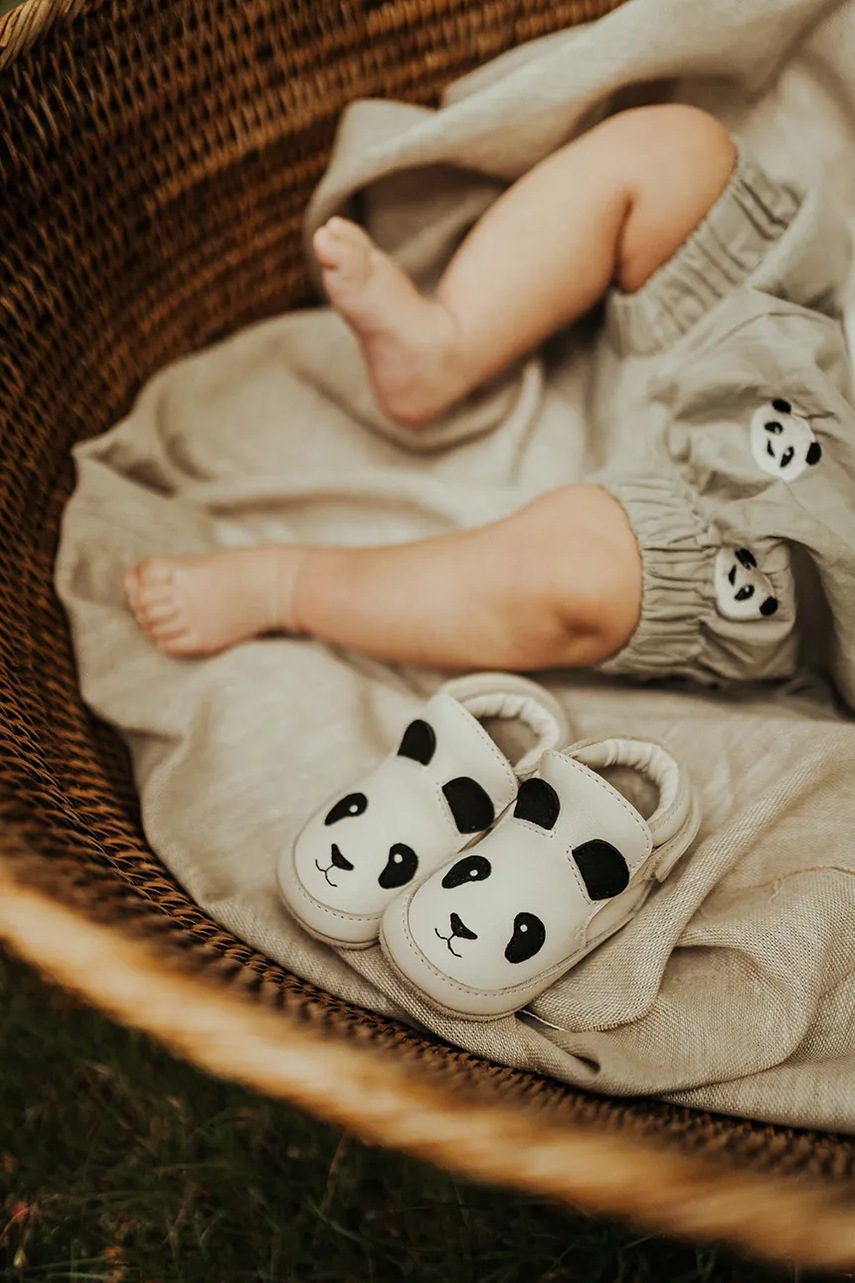 Δερμάτινα βρεφικά παπούτσια Donsje Morris Sneakers Panda φωτογραφία
