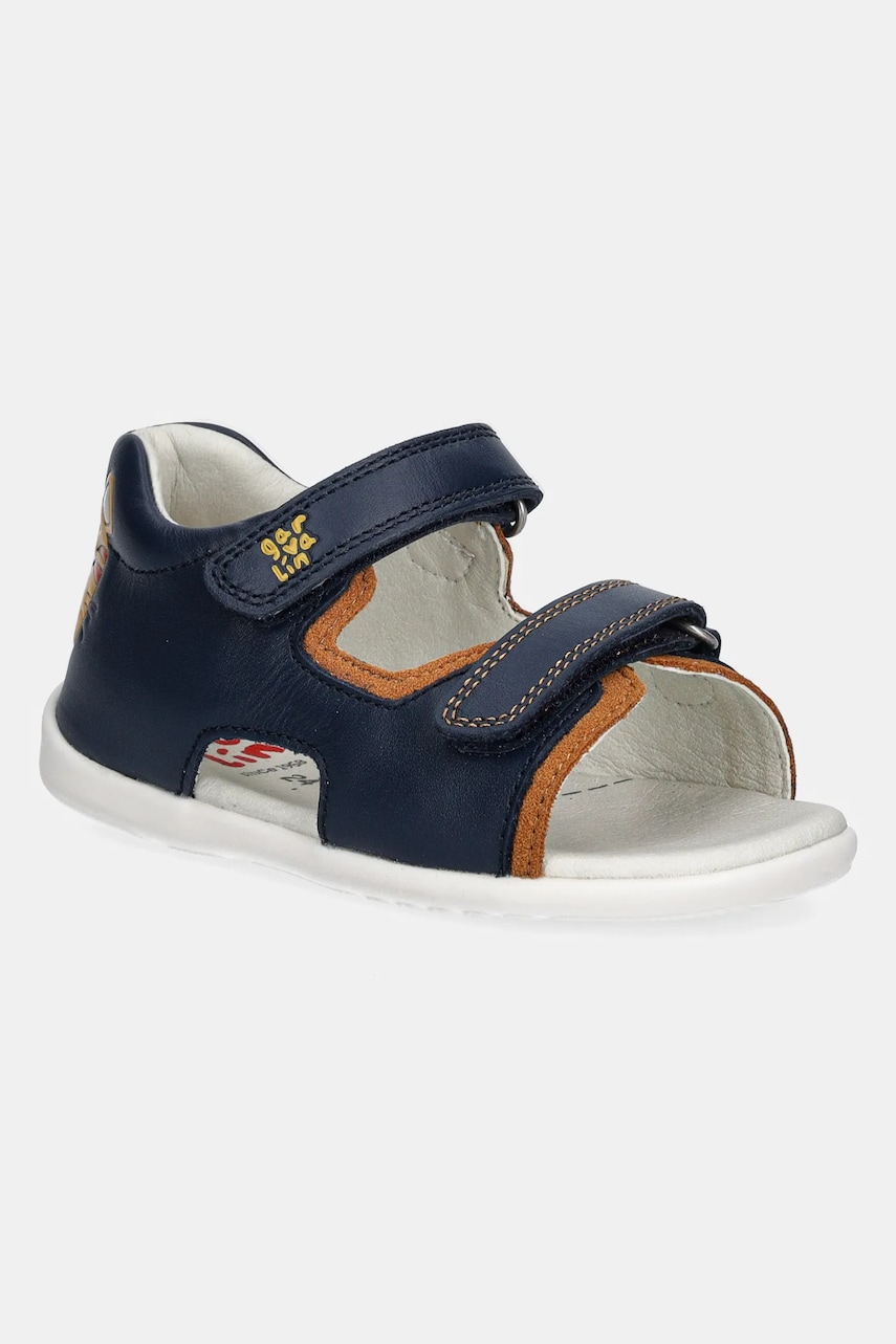 Garvalin sandale din piele pentru copii culoarea albastru marin, 252317