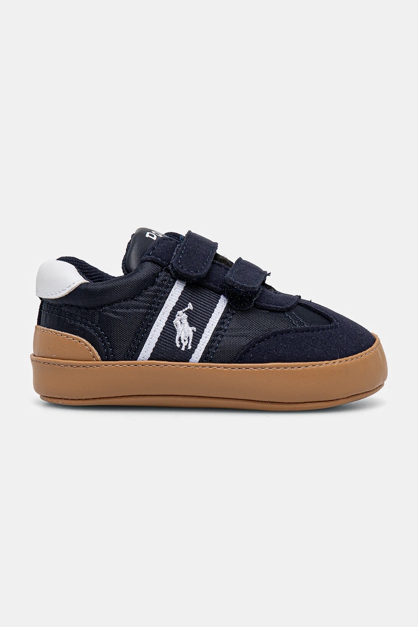 Обувь для новорождённых Polo Ralph Lauren HERITAGE COURT III T-TOE EZ LAYETTE цвет синий RL02362410 Обувь для новорождённых Polo Ralph Lauren HERITAGE COURT III T-TOE EZ LAYETTE цвет синий RL02362410