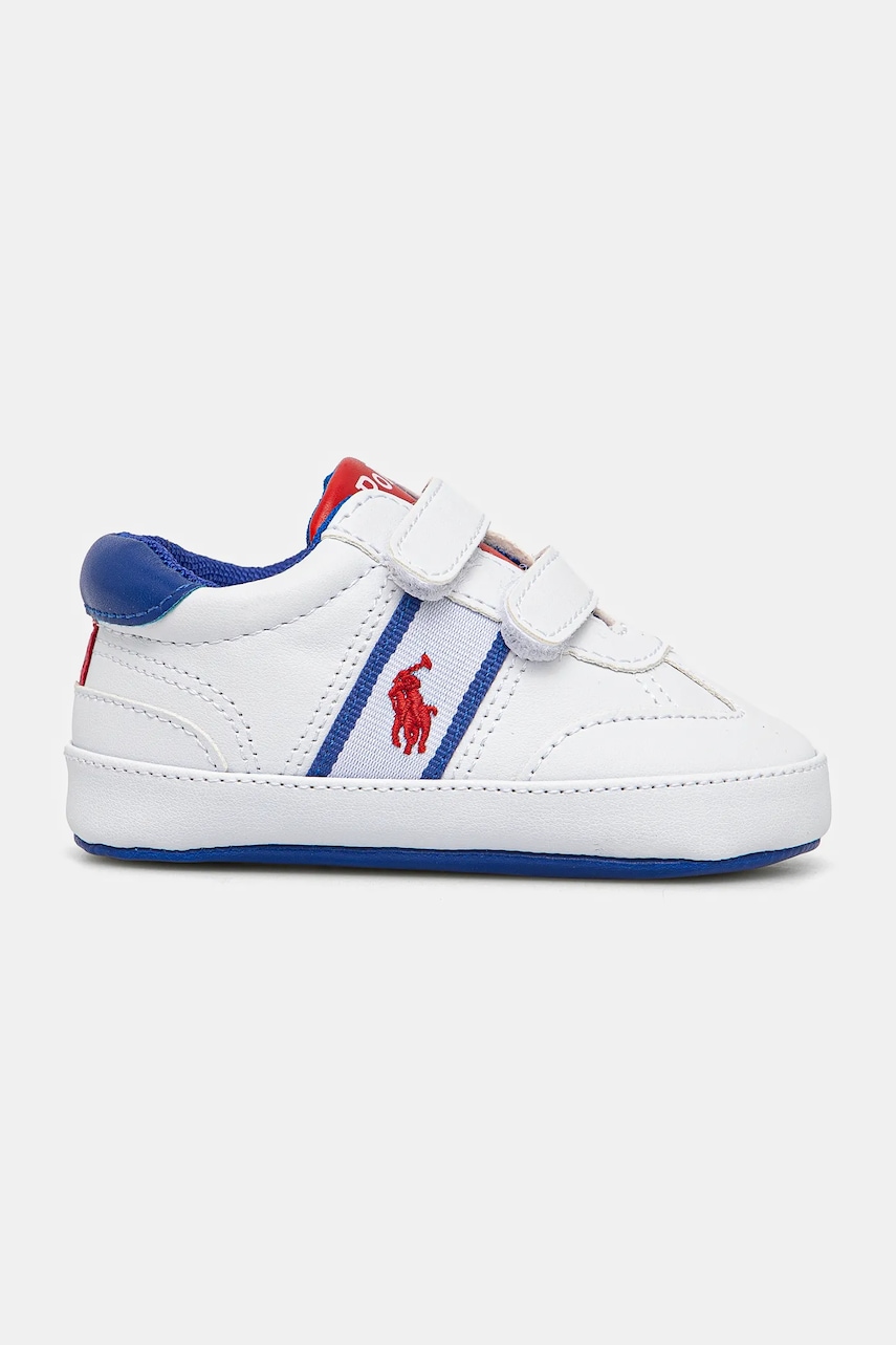 Обувь для новорождённых Polo Ralph Lauren HERITAGE COURT III T-TOE EZ LAYETTE цвет белый RL02496101 Обувь для новорождённых Polo Ralph Lauren HERITAGE COURT III T-TOE EZ LAYETTE цвет белый RL02496101