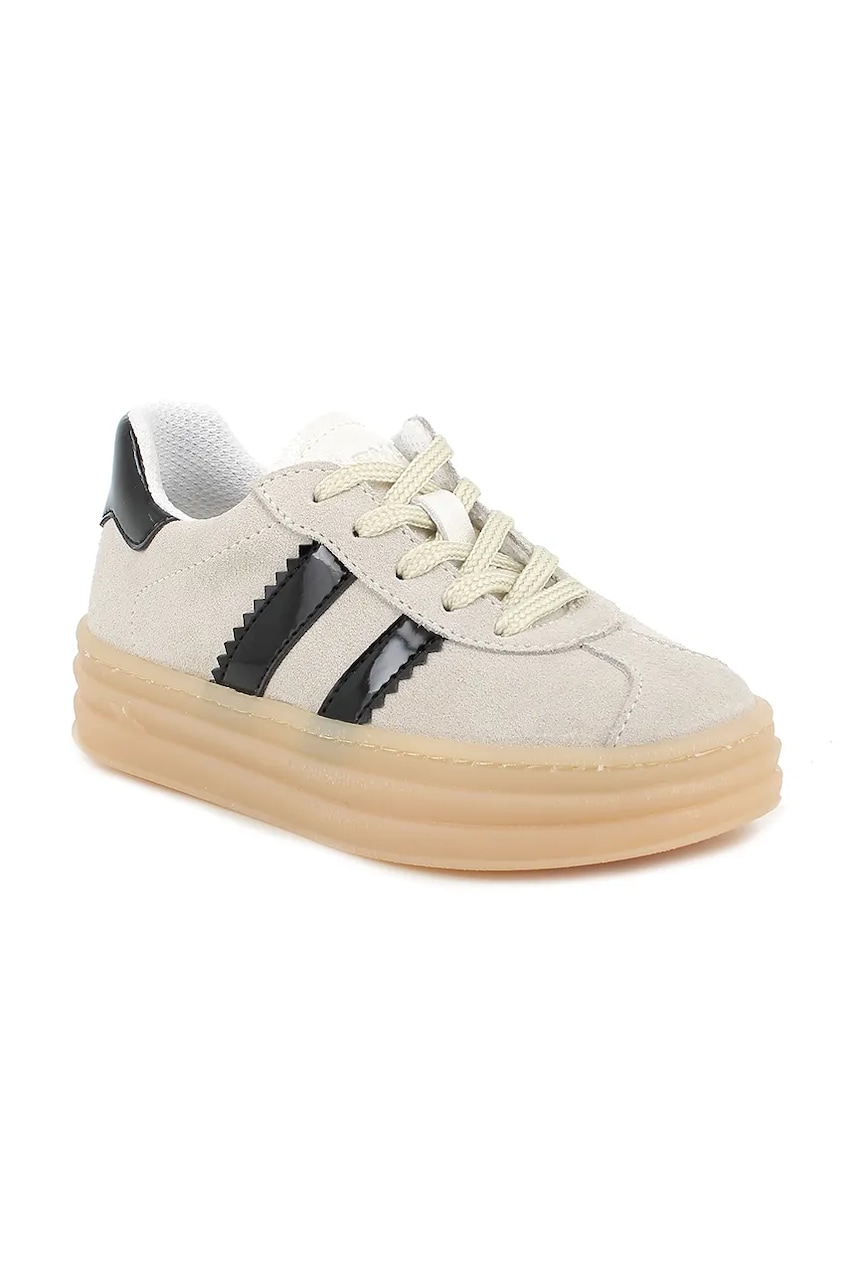 Primigi sneakers de piele întoarsă pentru copii culoarea bej, PLV 79260 Primigi sneakers de piele întoarsă pentru copii culoarea bej, PLV 79260