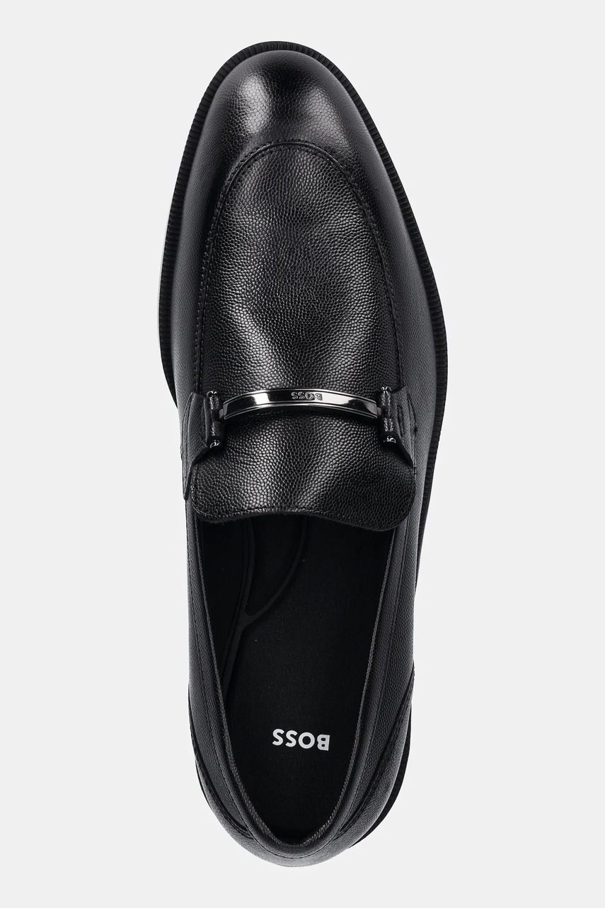 Шкіряні мокасини BOSS Tayil чоловічі колір чорний 50536147 