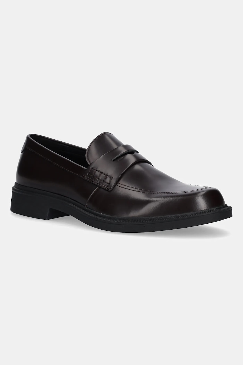 BOSS mocasini de piele Ronnin barbati, culoarea maro, 50536172