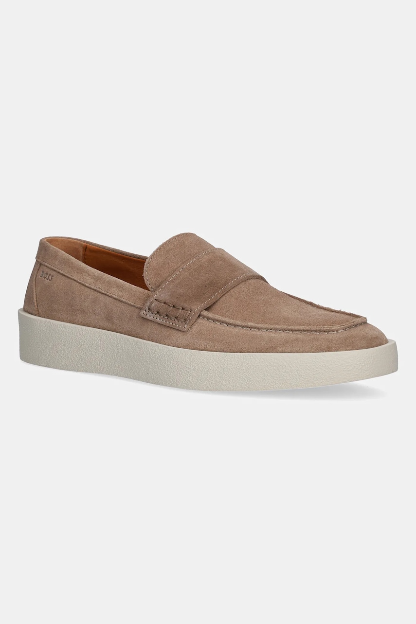 BOSS mocasini din piele intoarsa Clay barbati, culoarea verde, 50536159 BOSS mocasini din piele intoarsa Clay barbati, culoarea verde, 50536159