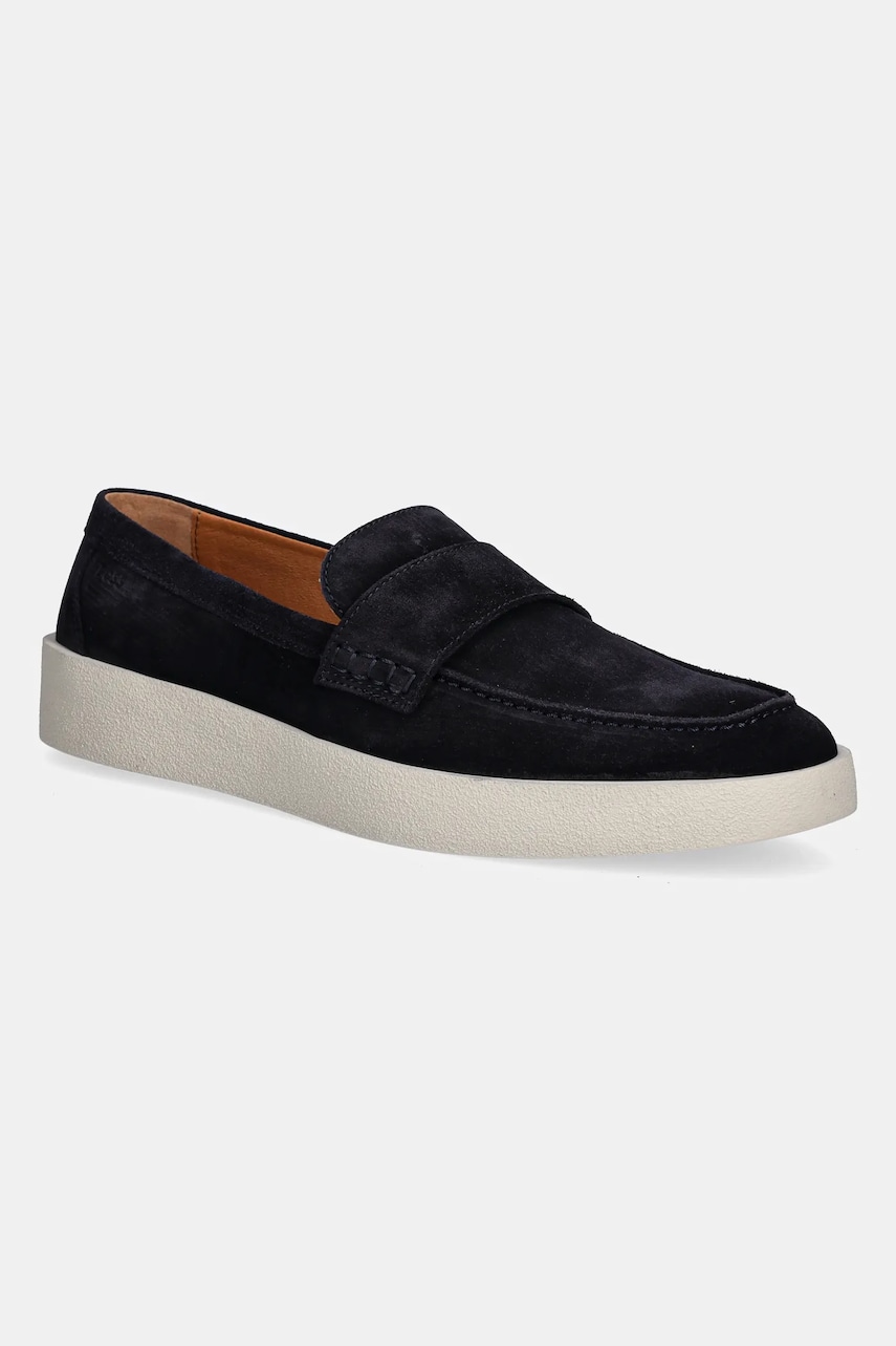 BOSS mocasini din piele intoarsa Clay barbati, culoarea albastru marin, 50536159 BOSS mocasini din piele intoarsa Clay barbati, culoarea albastru marin, 50536159