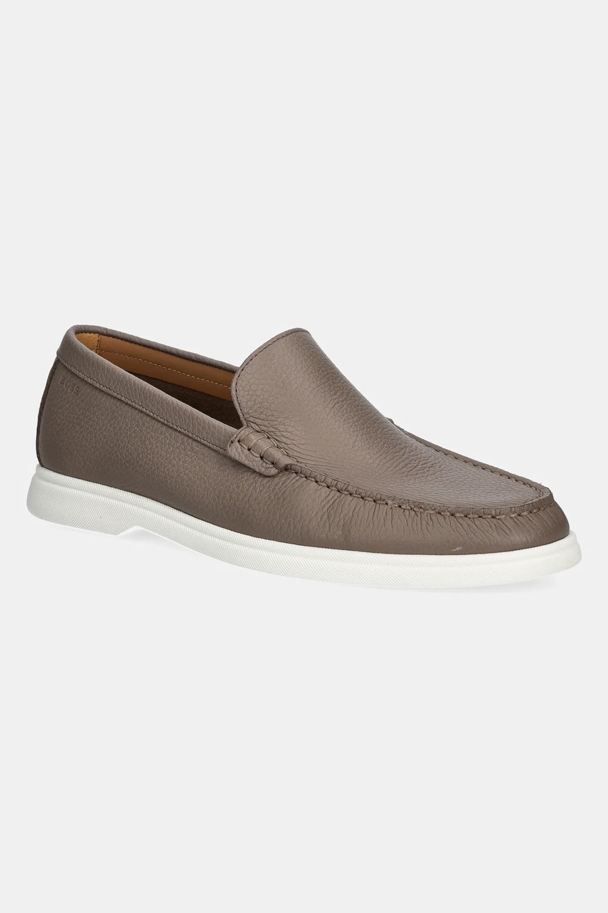 BOSS mocasini de piele Sienne barbati, culoarea maro, 50536173