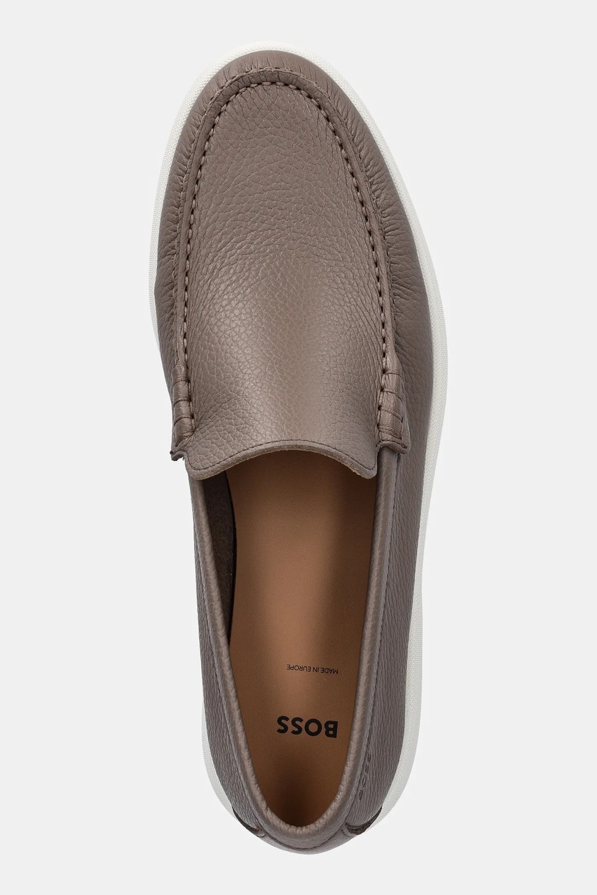 Шкіряні мокасини BOSS Sienne чоловічі колір коричневий 50536173 