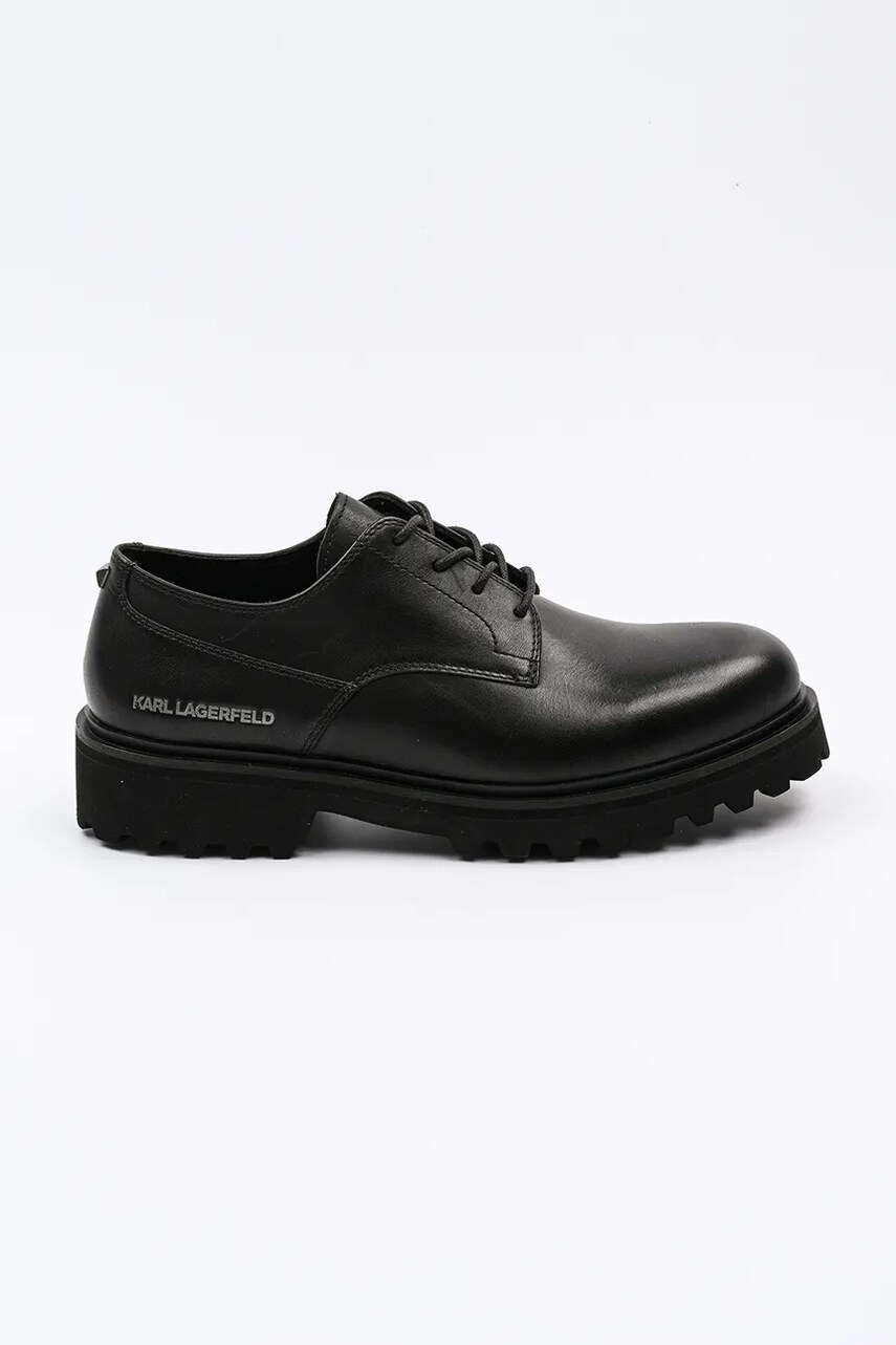 Karl Lagerfeld pantofi de piele KONTEST II barbati, culoarea negru, KL12425