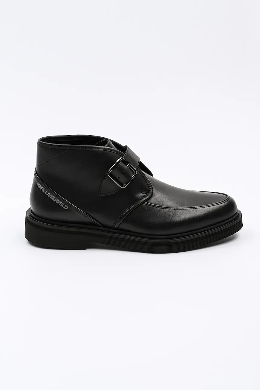 Karl Lagerfeld ghete de piele KARNABY barbati, culoarea negru, KL10330