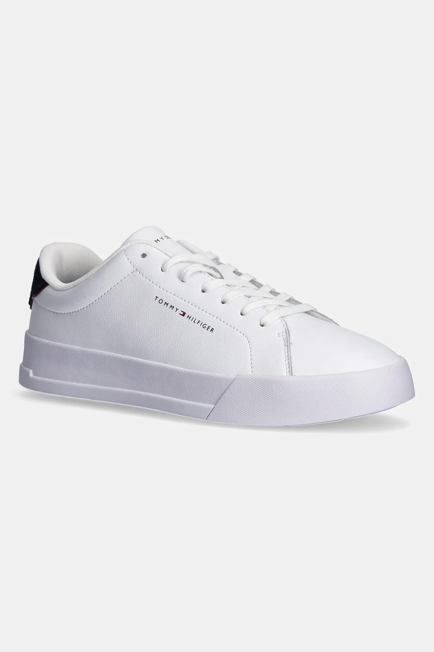 Levně Kožené sneakers boty Tommy Hilfiger TH COURT LTH DETAIL ESS bílá barva, FM0FM05367