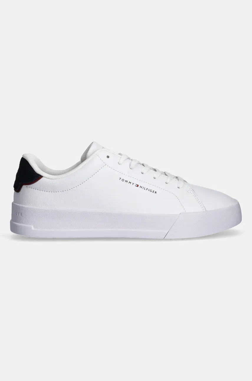 Кожаные кроссовки Tommy Hilfiger TH COURT LTH DETAIL ESS цвет белый FM0FM05367 Кожаные кроссовки Tommy Hilfiger TH COURT LTH DETAIL ESS цвет белый FM0FM05367