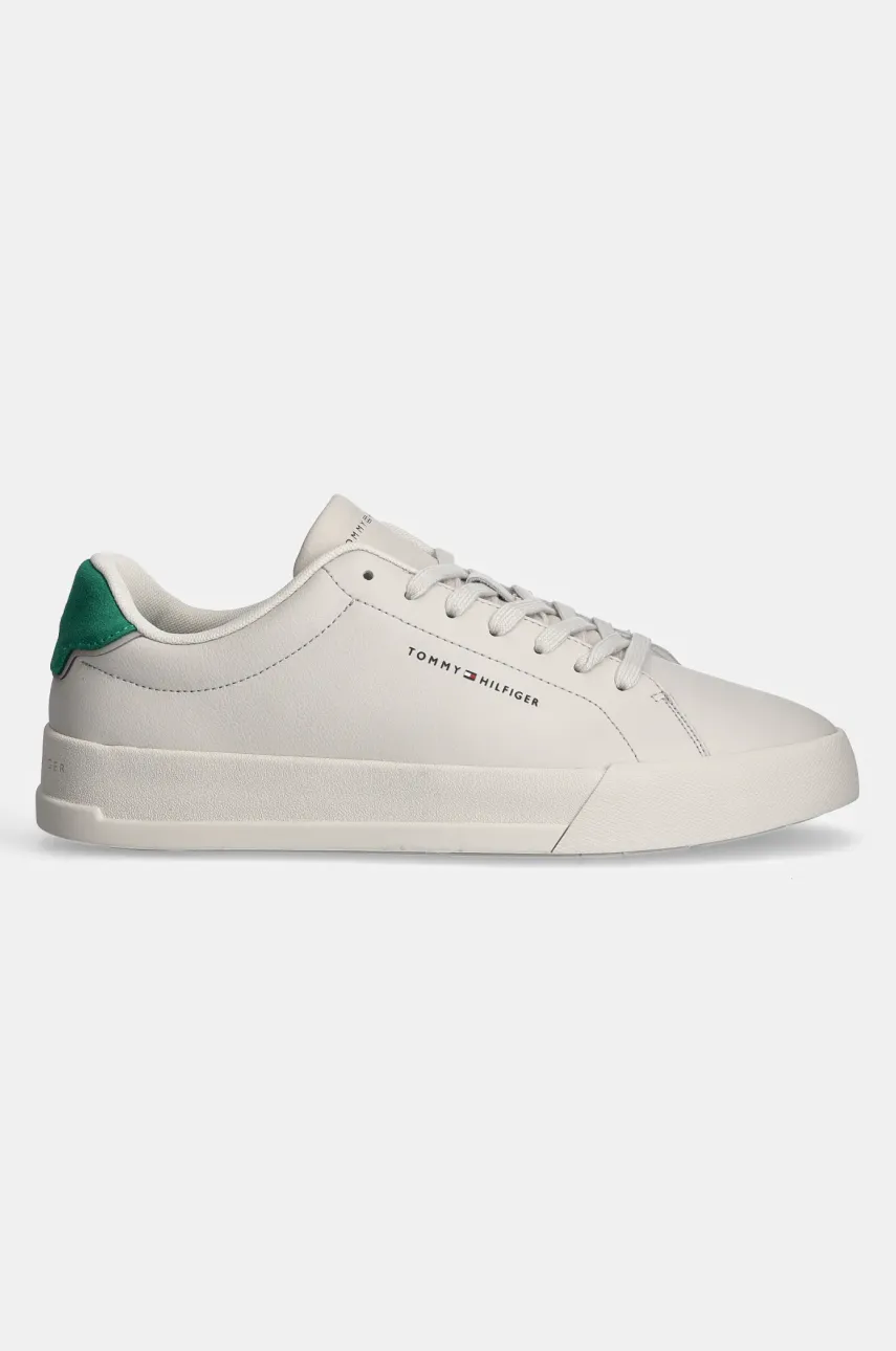 Кожаные кроссовки Tommy Hilfiger TH COURT LTH DETAIL ESS цвет бежевый FM0FM05367 Кожаные кроссовки Tommy Hilfiger TH COURT LTH DETAIL ESS цвет бежевый FM0FM05367