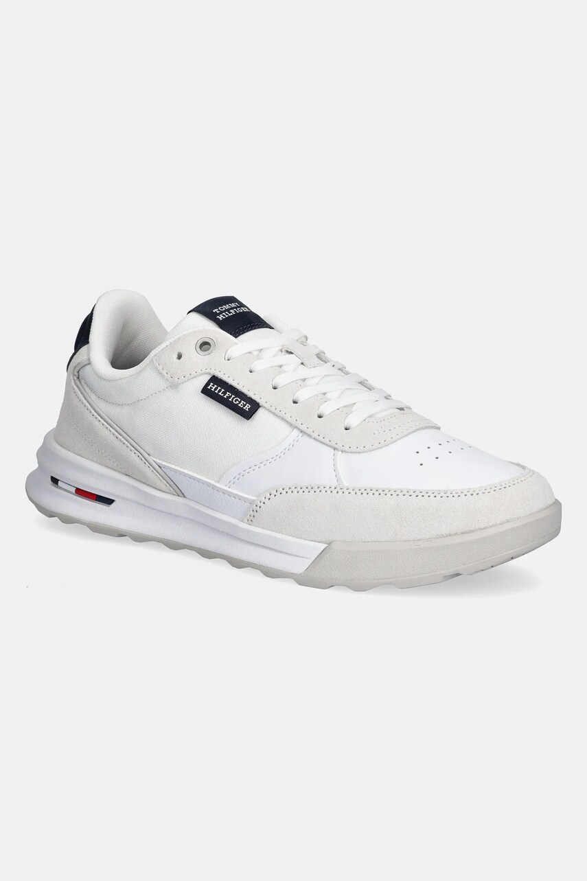 Levně Kožené sneakers boty Tommy Hilfiger RETRO RUNNER MIX RWB bílá barva, FM0FM05371