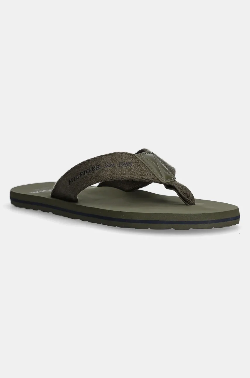 Levně Žabky Tommy Hilfiger HILFIGER 85 BEACH SANDAL pánské, zelená barva, FM0FM05339