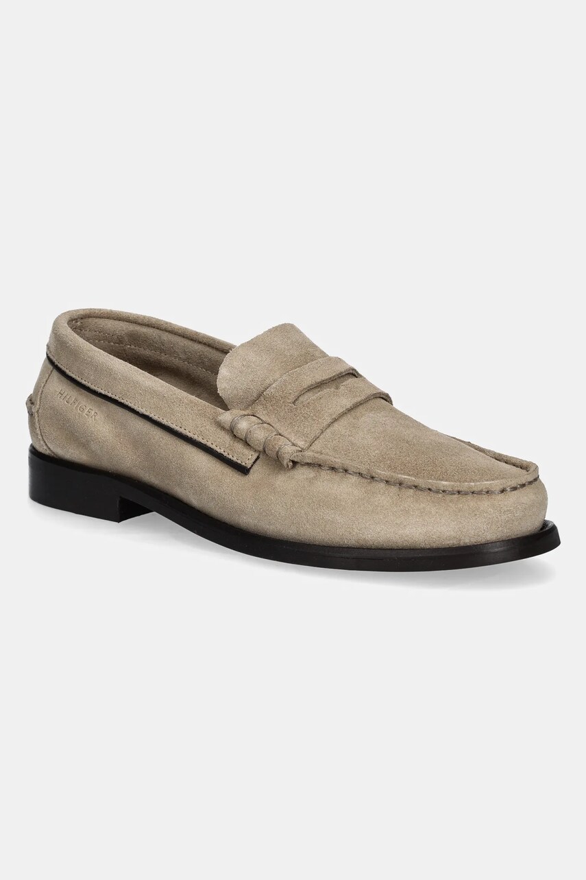 Tommy Hilfiger mokasyny zamszowe CLASSIC HILFIGER SUEDE LOAFER męskie kolor beżowy FM0FM05363