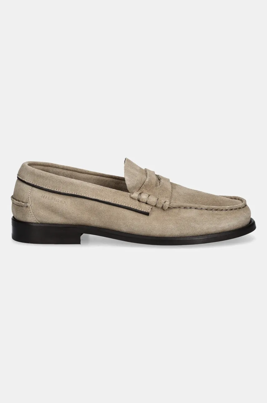 Замшевые мокасины Tommy Hilfiger CLASSIC HILFIGER SUEDE LOAFER мужские цвет бежевый FM0FM05363 Замшевые мокасины Tommy Hilfiger CLASSIC HILFIGER SUEDE LOAFER мужские цвет бежевый FM0FM05363