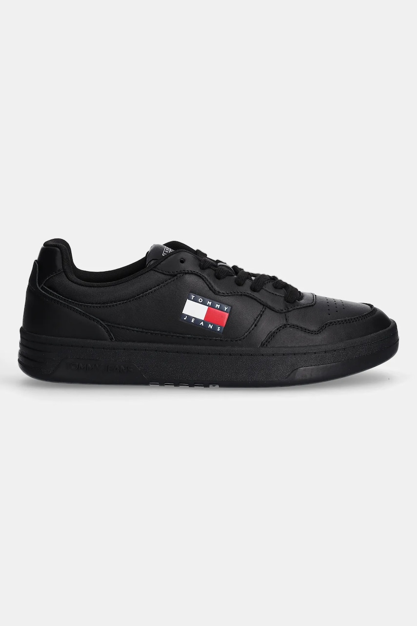 Кожаные кроссовки Tommy Jeans TJM CUPSOLE LEATHER ESS цвет чёрный EM0EM01443 Кожаные кроссовки Tommy Jeans TJM CUPSOLE LEATHER ESS цвет чёрный EM0EM01443