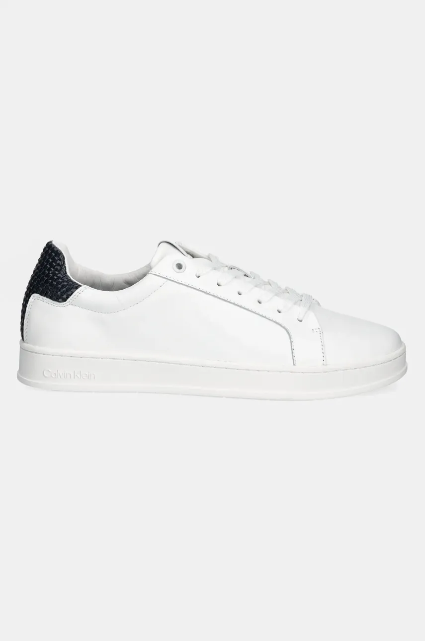 Кожаные кроссовки Calvin Klein LOW TOP LACE UP WOVEN цвет белый HM0HM01767 Кожаные кроссовки Calvin Klein LOW TOP LACE UP WOVEN цвет белый HM0HM01767