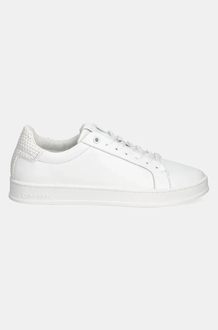 Кожаные кроссовки Calvin Klein LOW TOP LACE UP WOVEN цвет белый HM0HM01767 Кожаные кроссовки Calvin Klein LOW TOP LACE UP WOVEN цвет белый HM0HM01767