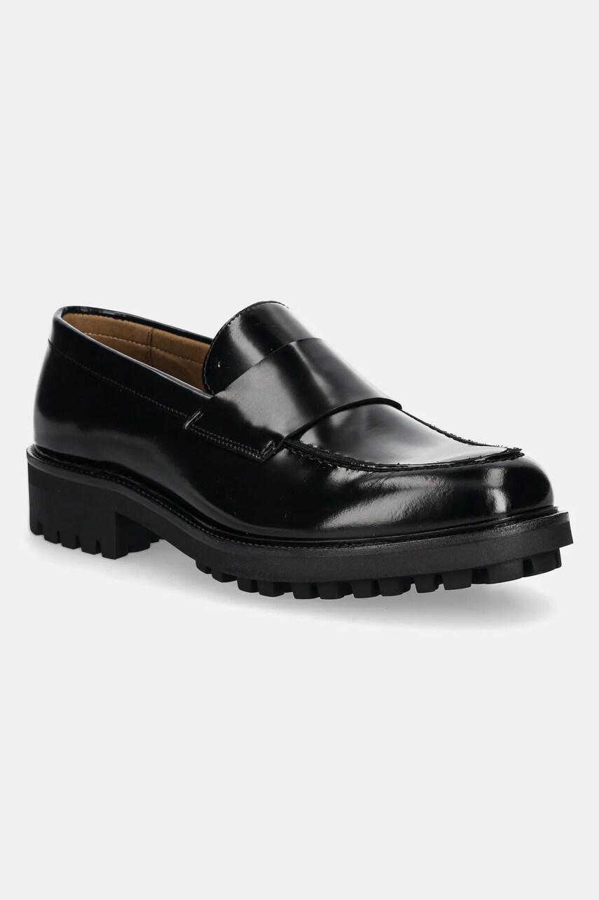Levně Kožené mokasíny Calvin Klein MOCCASIN W/ BAND pánské, černá barva, HM0HM01833