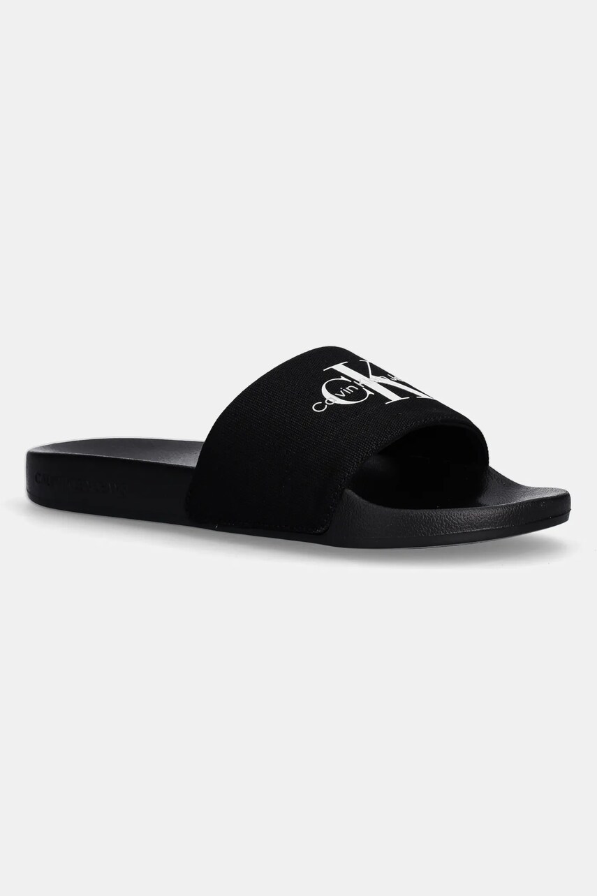 Levně Pantofle Calvin Klein Jeans SLIDE MONOGRAM pánské, černá barva, YM0YM01271