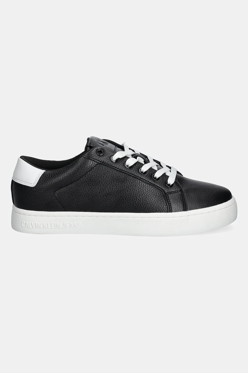 Кожаные кроссовки Calvin Klein Jeans CLASSIC CUPSOLE LOW OHB цвет чёрный YM0YM01164 Кожаные кроссовки Calvin Klein Jeans CLASSIC CUPSOLE LOW OHB цвет чёрный YM0YM01164
