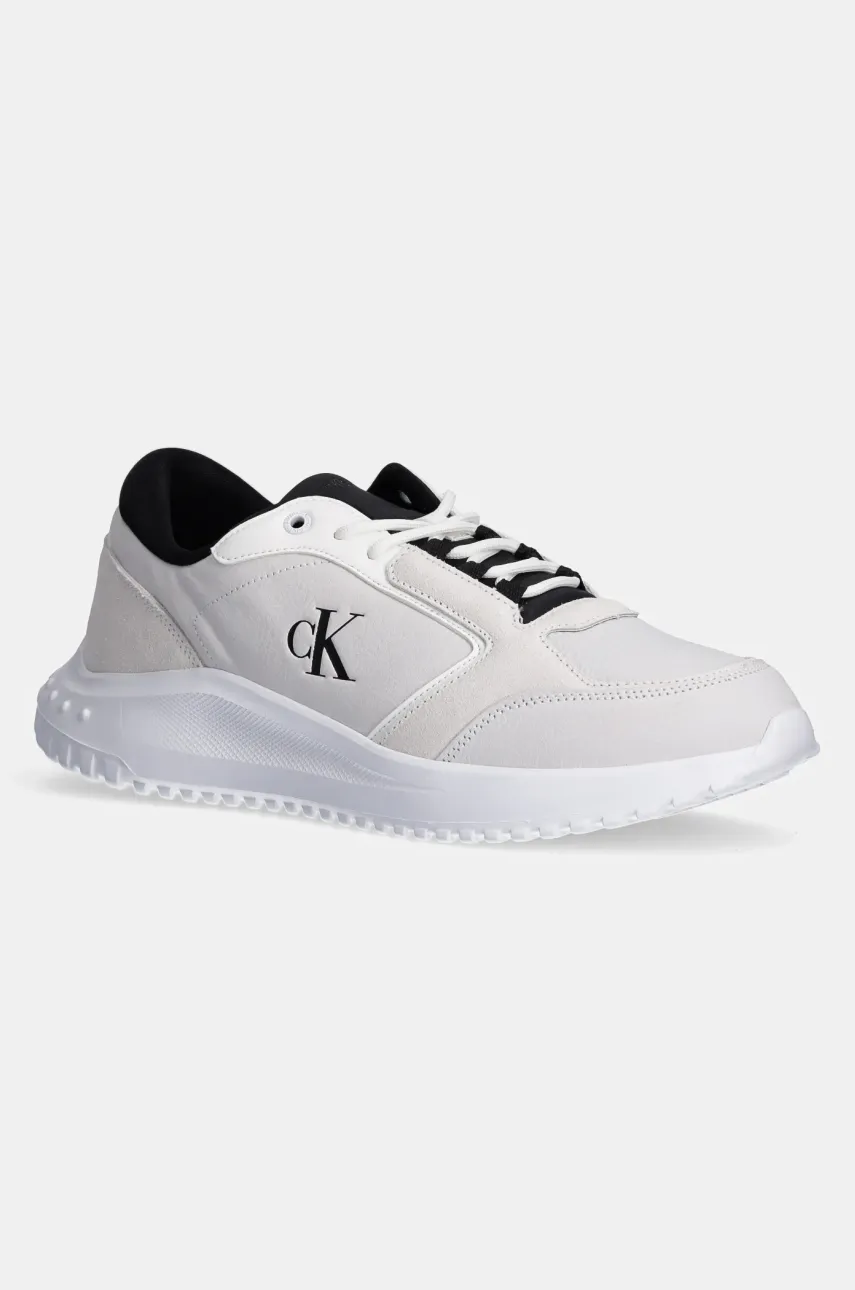 Кожаные кроссовки Calvin Klein Jeans EVA RUNNER LOW MG WMM цвет серый YM0YM01145 Кожаные кроссовки Calvin Klein Jeans EVA RUNNER LOW MG WMM цвет серый YM0YM01145