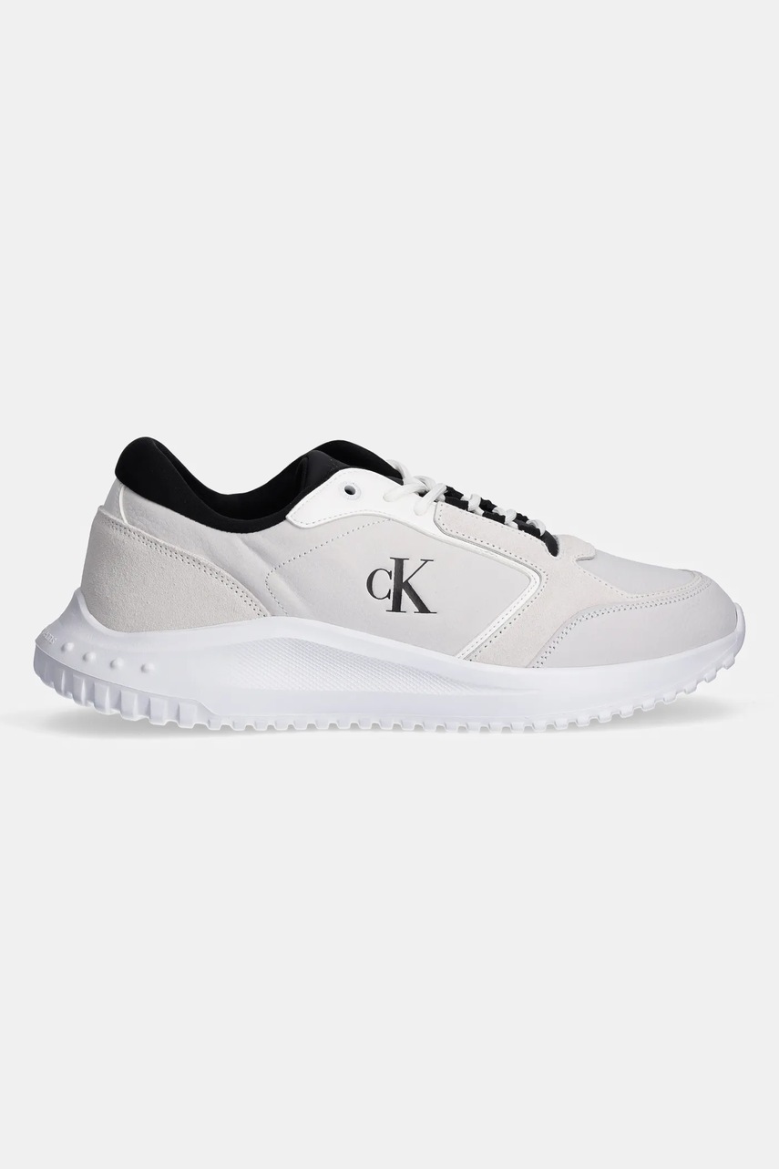 Кожаные кроссовки Calvin Klein Jeans EVA RUNNER LOW MG WMM цвет серый YM0YM01145