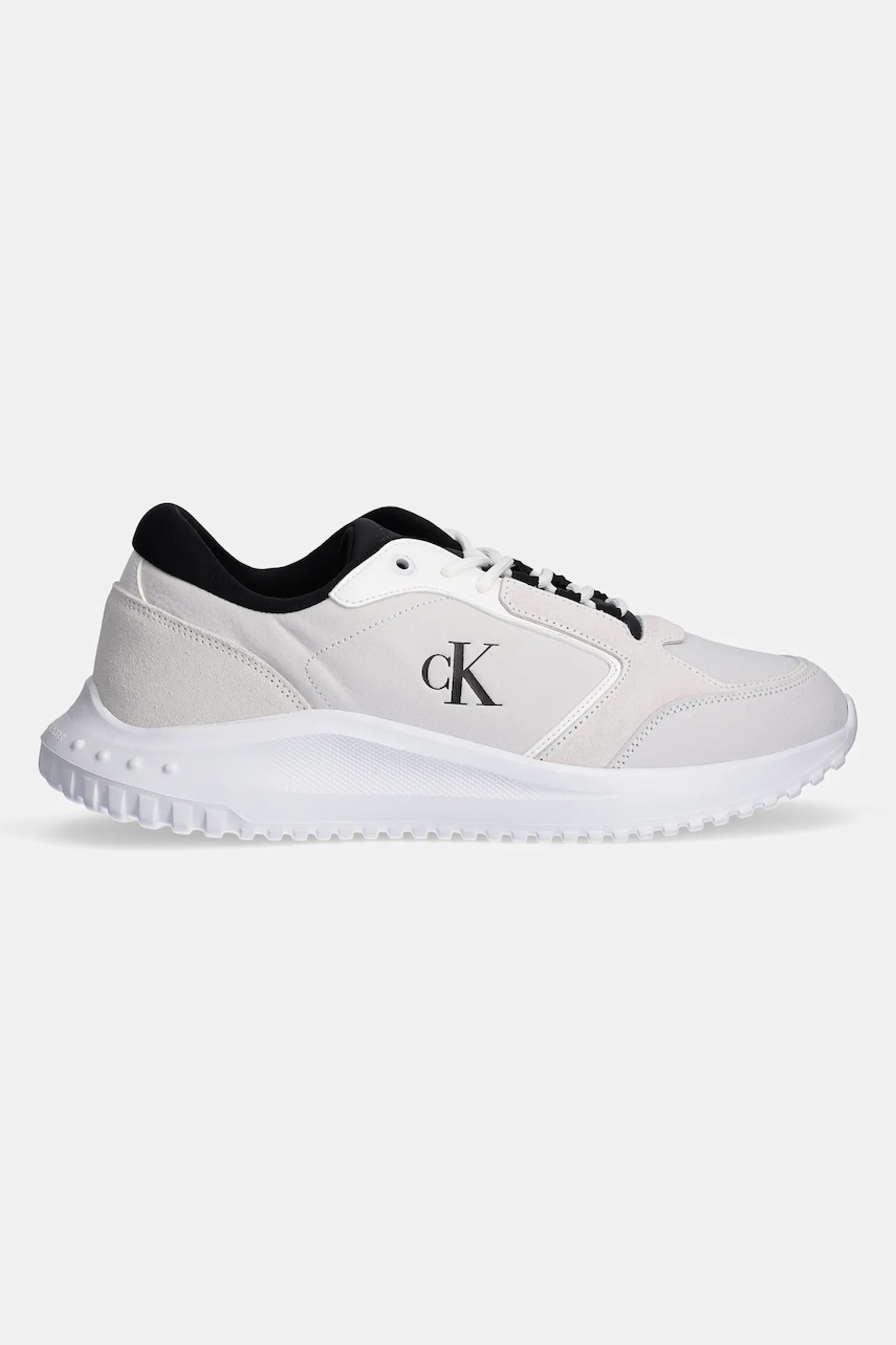 Кожаные кроссовки Calvin Klein Jeans EVA RUNNER LOW MG WMM цвет серый YM0YM01145 Кожаные кроссовки Calvin Klein Jeans EVA RUNNER LOW MG WMM цвет серый YM0YM01145