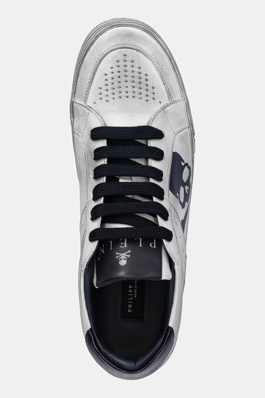 Δερμάτινα αθλητικά παπούτσια Philipp Plein Lo-Top Retrokickz TM χρώμα: άσπρο, USC0634 PLE005N 0114 φωτογραφία