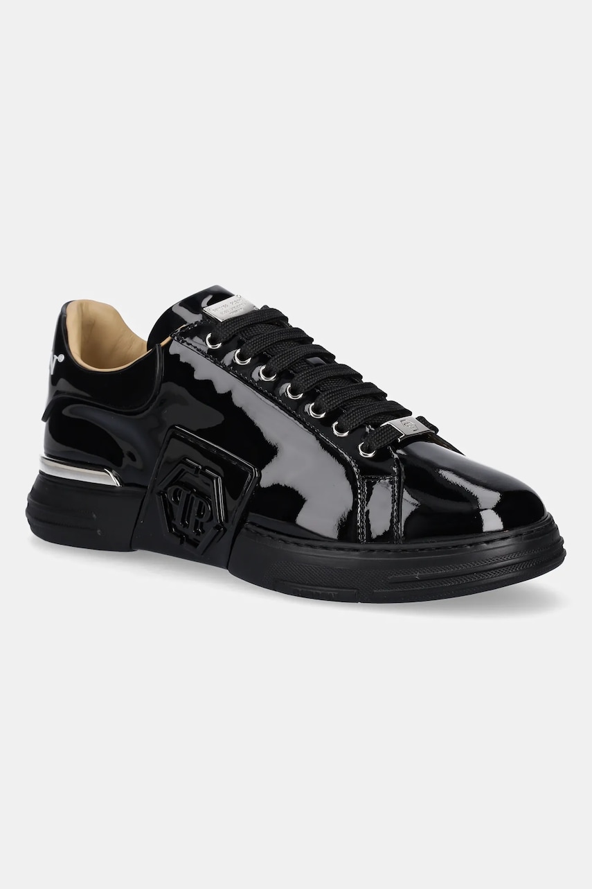 Philipp Plein sneakers din piele Lo-Top Hexagon culoarea negru, USC0666 PLE010N 0202 Philipp Plein sneakers din piele Lo-Top Hexagon culoarea negru, USC0666 PLE010N 0202