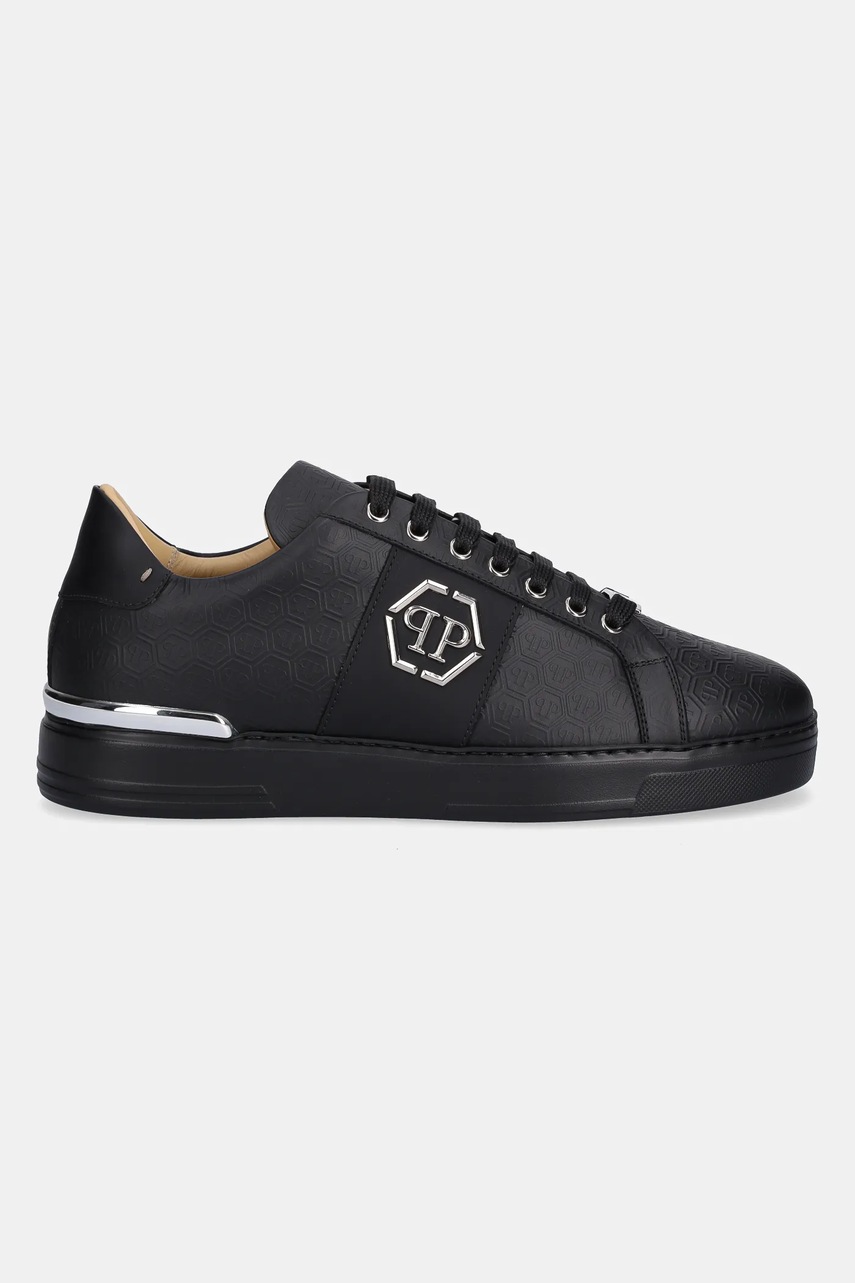 Кожаные кроссовки Philipp Plein Lo-Top Monogram цвет чёрный USC0768 PLE005N 0202 Кожаные кроссовки Philipp Plein Lo-Top Monogram цвет чёрный USC0768 PLE005N 0202