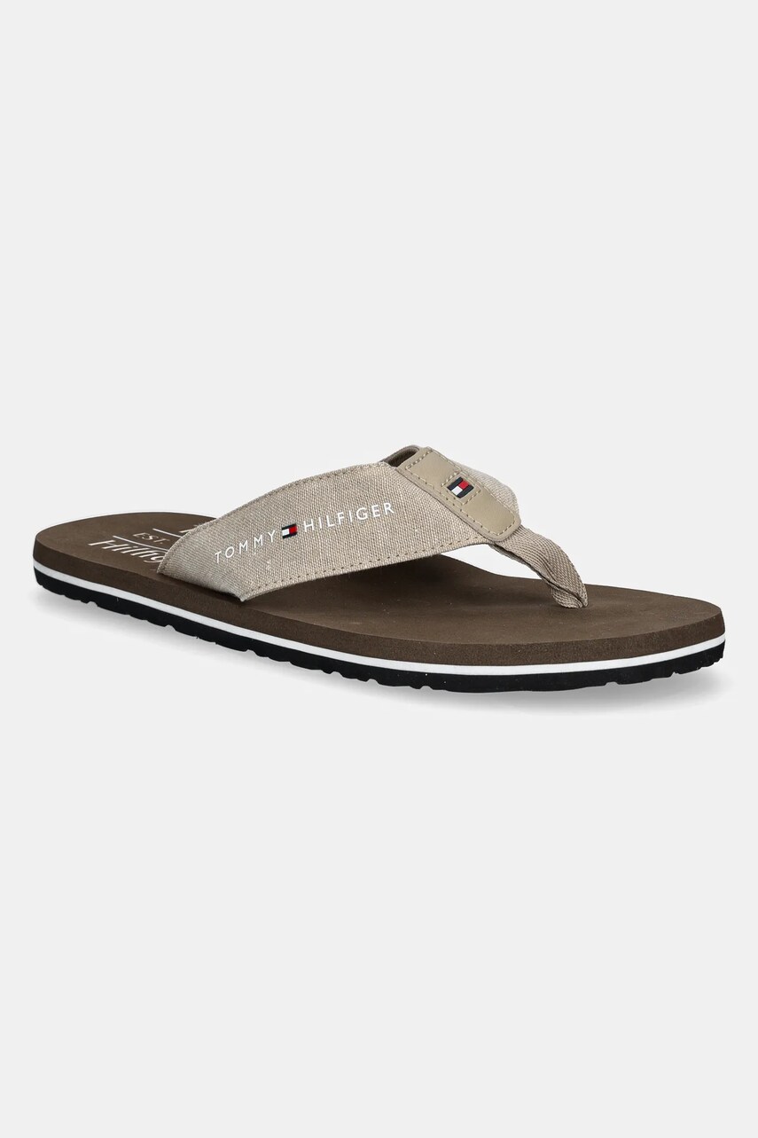 Levně Žabky Tommy Hilfiger CHAMBRAY BEACH SANDAL pánské, béžová barva, FM0FM05570
