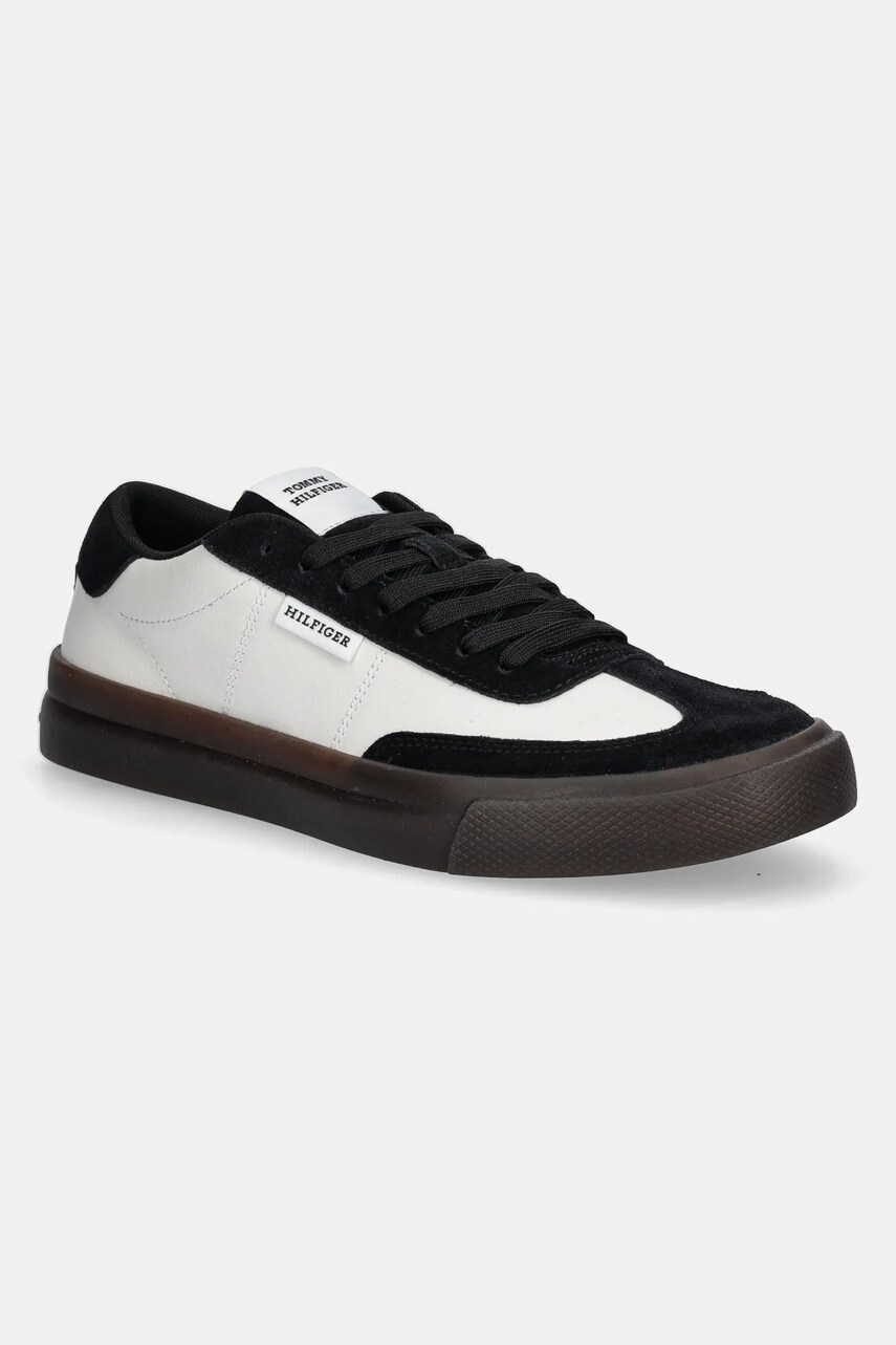 Levně Kožené sneakers boty Tommy Hilfiger TH CUPSET SUMMER LTH bílá barva, FM0FM05487