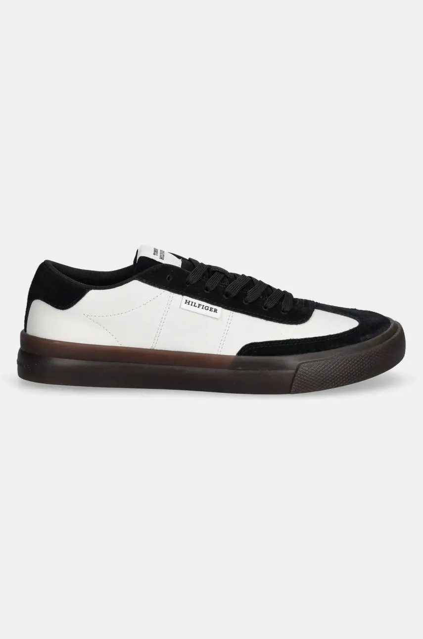 Кожаные кроссовки Tommy Hilfiger TH CUPSET SUMMER LTH мужские цвет белый FM0FM05487 Кожаные кроссовки Tommy Hilfiger TH CUPSET SUMMER LTH мужские цвет белый FM0FM05487