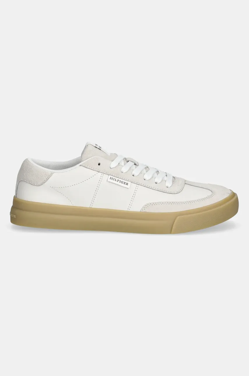 Кожаные кроссовки Tommy Hilfiger TH CUPSET SUMMER LTH мужские цвет бежевый FM0FM05487 Кожаные кроссовки Tommy Hilfiger TH CUPSET SUMMER LTH мужские цвет бежевый FM0FM05487