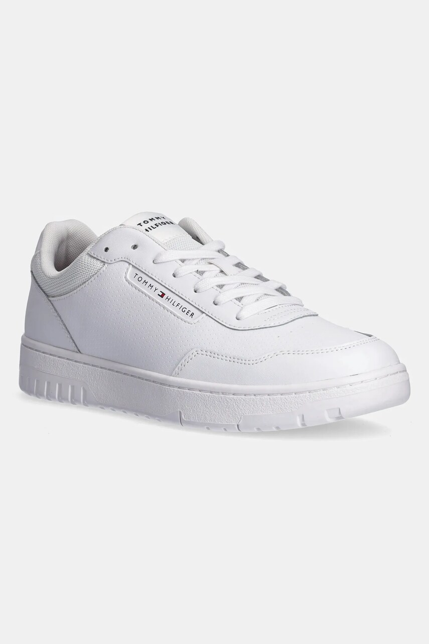 Levně Sneakers boty Tommy Hilfiger TH BASKET CORE LTH PINPERF bílá barva, FM0FM05466