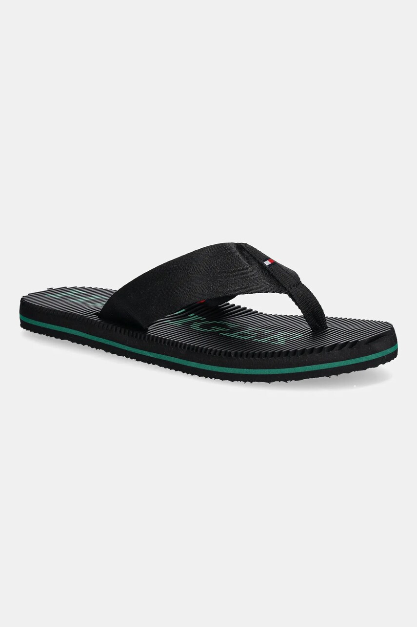 Levně Žabky Tommy Hilfiger MASSAGE HILFIGER BEACH SANDAL pánské, černá barva, FM0FM05443