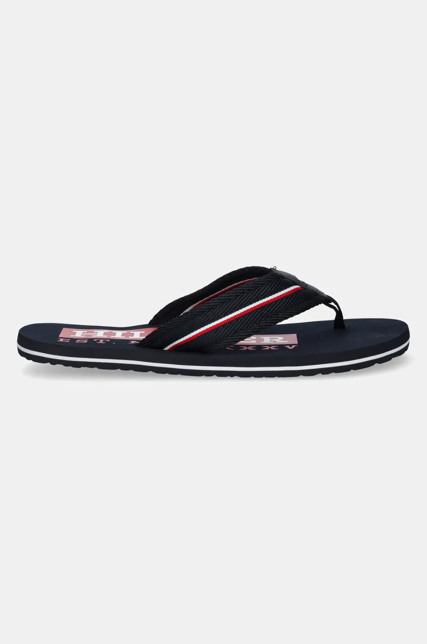 Вьетнамки Tommy Hilfiger CORPORATE HILFIGER BEACH SANDAL мужские цвет синий FM0FM05436 Вьетнамки Tommy Hilfiger CORPORATE HILFIGER BEACH SANDAL мужские цвет синий FM0FM05436
