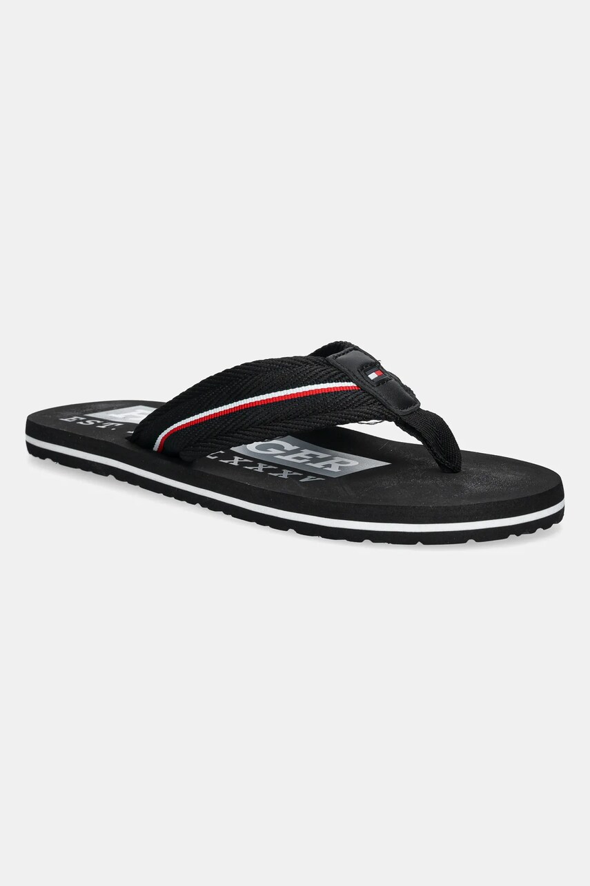 Levně Žabky Tommy Hilfiger CORPORATE HILFIGER BEACH SANDAL pánské, černá barva, FM0FM05436