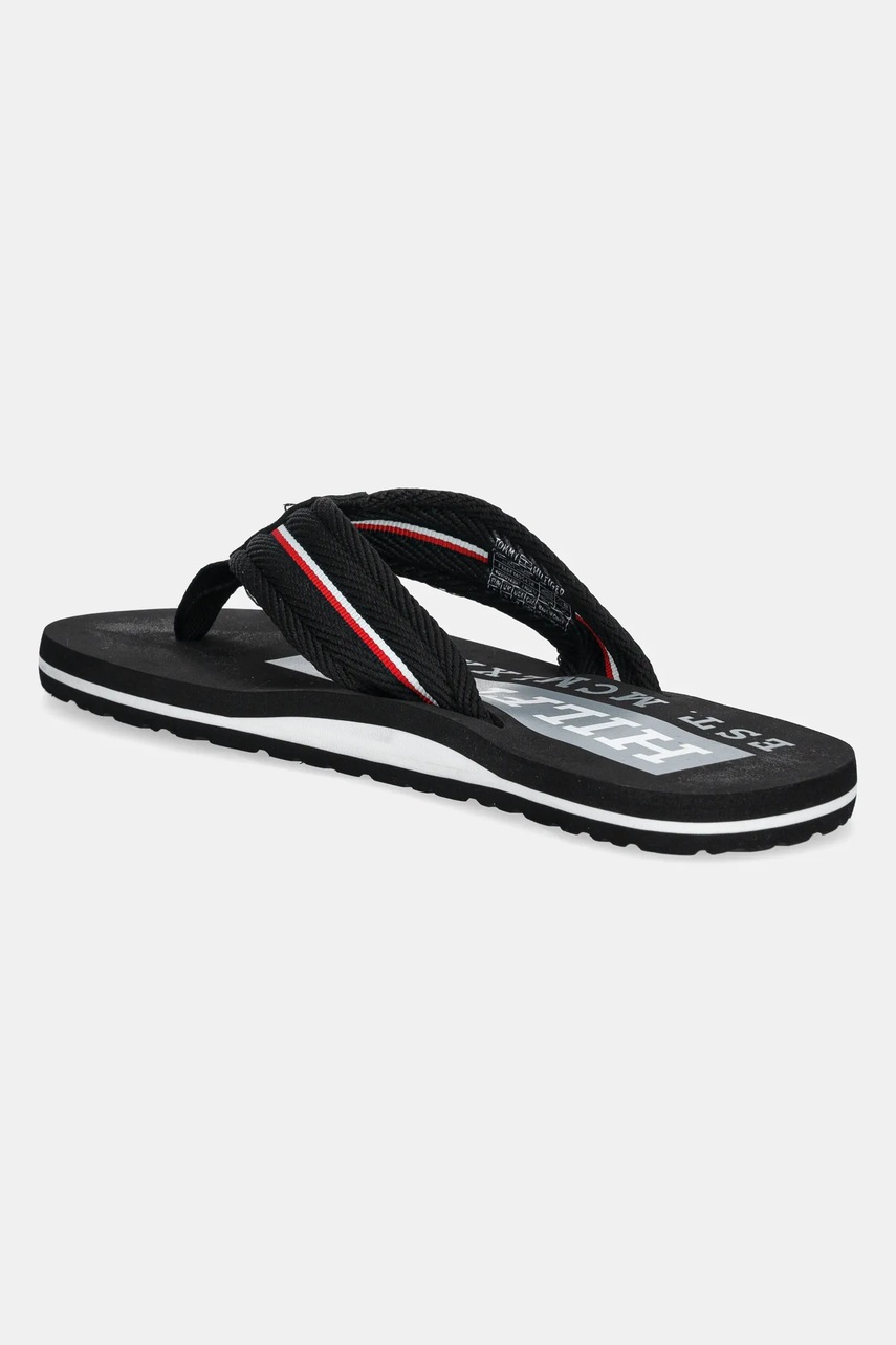 Σαγιονάρες Tommy Hilfiger CORPORATE HILFIGER BEACH SANDAL χρώμα: μαύρο, FM0FM05436 φωτογραφία