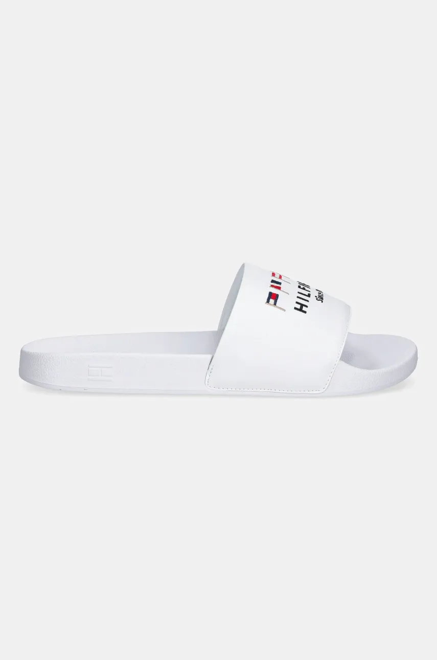 Шлепанцы Tommy Hilfiger HILFIGER FLAGS POOL SLIDE мужские цвет белый FM0FM05431 Шлепанцы Tommy Hilfiger HILFIGER FLAGS POOL SLIDE мужские цвет белый FM0FM05431