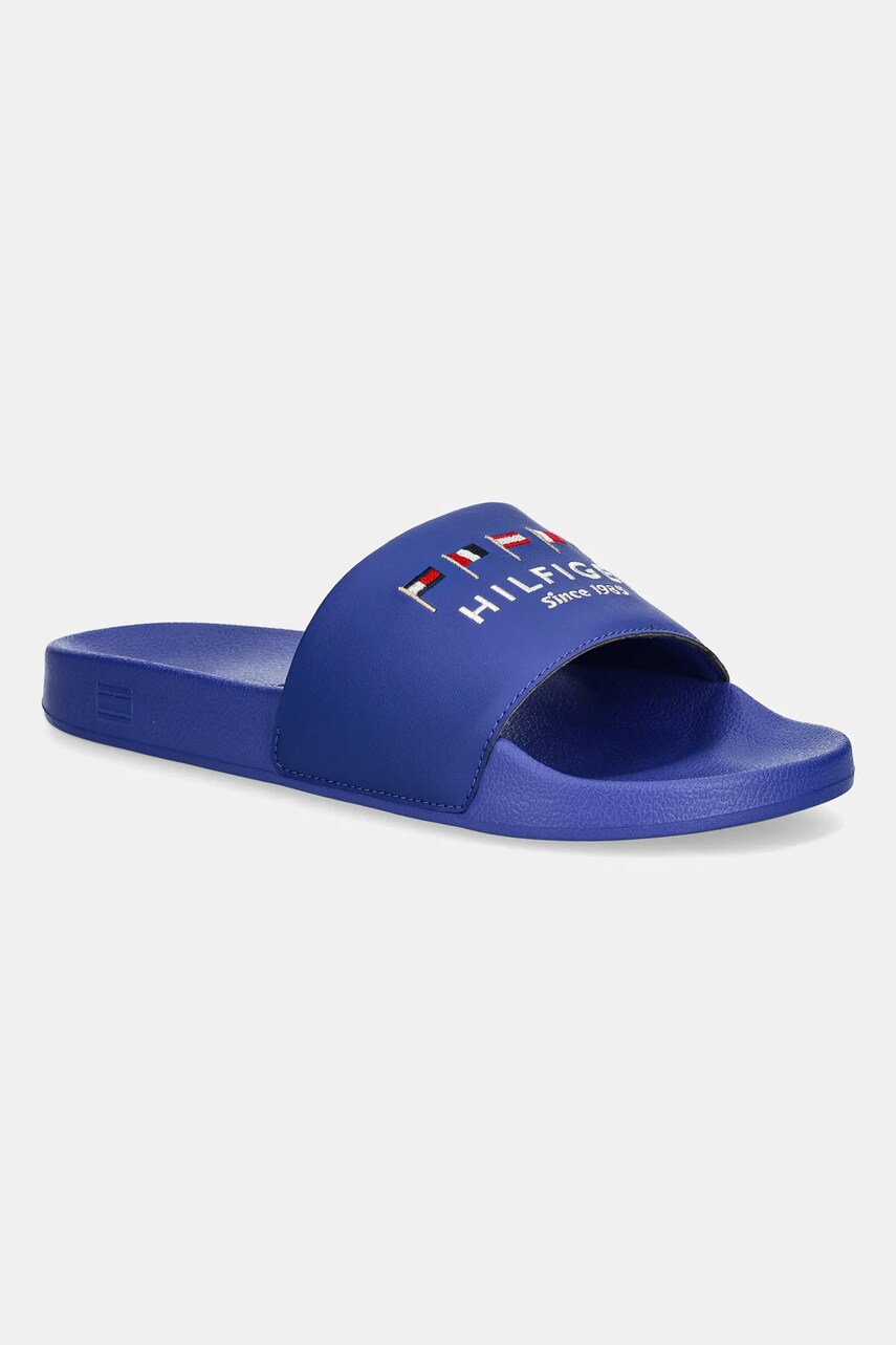 Levně Pantofle Tommy Hilfiger HILFIGER FLAGS POOL SLIDE pánské, modrá barva, FM0FM05431