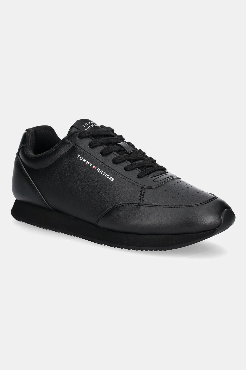 Levně Sneakers boty Tommy Hilfiger LO RUNNER PU MIX černá barva, FM0FM05419